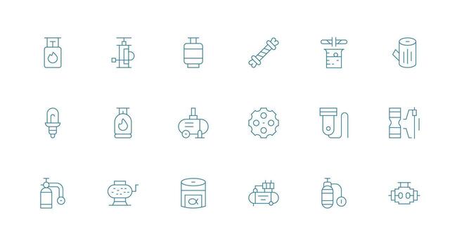 cilindro presentando 18 íconos en mínimo línea diseño icono conjunto para web vector