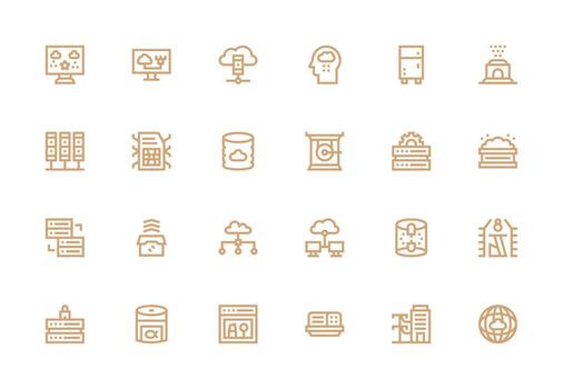 datos centrar diseño íconos presentando 24 en grueso línea línea estilo interfaz icono colección vector