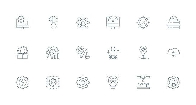 Optimization Visual Pack containing 18 Minimal Line Icons Smart Icon Collection vector