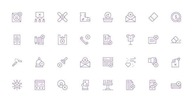 Thin Line Icons from Cancel Set with 32 Vectors Complete Icon Bundle for Web Design