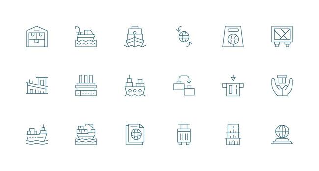 18 Minimal Line Icons for Import Graphics UI Icon Set vector