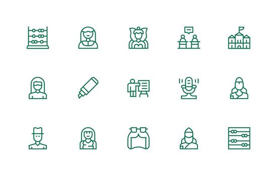 15 regular línea estilo íconos desde profesor colección bien estructurado íconos para creativo utilizar vector
