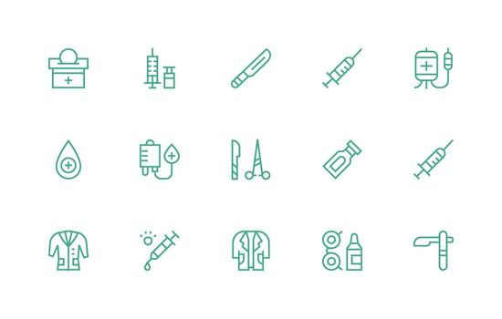 15 íconos para estéril en regular línea formato compacto icono conjunto vector
