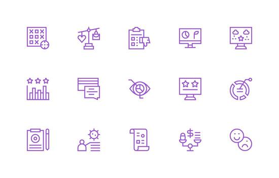 evaluación visual paquete conteniendo 15 regular línea íconos de múltiples fines icono paquete para plantillas vector