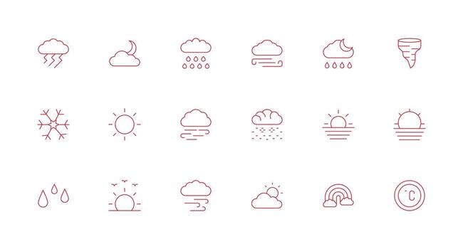 Weather Icon Visual Pack containing 18 Minimal Line Icons Reliable Icons for All Interfaces vector