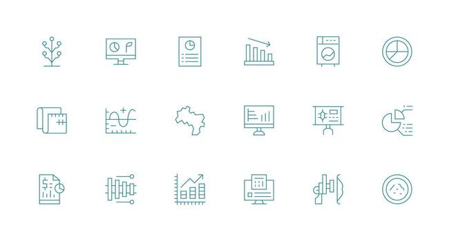18 mínimo línea vectores para grafico tema íconos construido para visual consistencia paquete