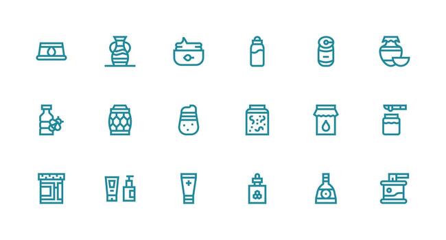 Jar Design Icons featuring 18 in Strong Stroke Line Style High-Resolution Icons for Any Platform vector