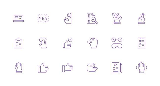 Confirm featuring 18 Icons in Minimal Line Design Icon Set for Apps vector