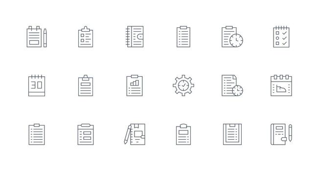 que hacer lista icono conjunto con 18 mínimo línea gráficos flexible icono sistema para web interfaces vector