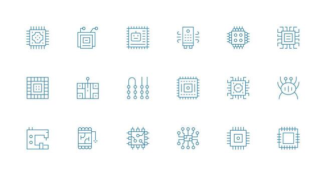 18 Icons for Integrated Circuit in Minimal Line Format Neutral Style Icons for Any Project vector