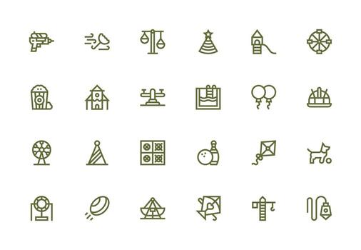 Fun Icon Collection with 24 Thick Line Line Designs Quick Access Icons for UI Development vector