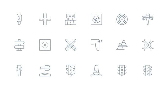 Intersection Icon Set with 18 Minimal Line Graphics Icon Pack for UI vector