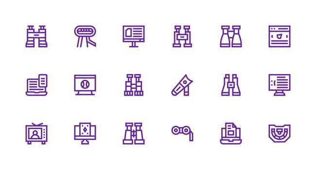 Strong Stroke Line Icons from Viewing Set with 18 Vectors Essential Icon Set for Teams