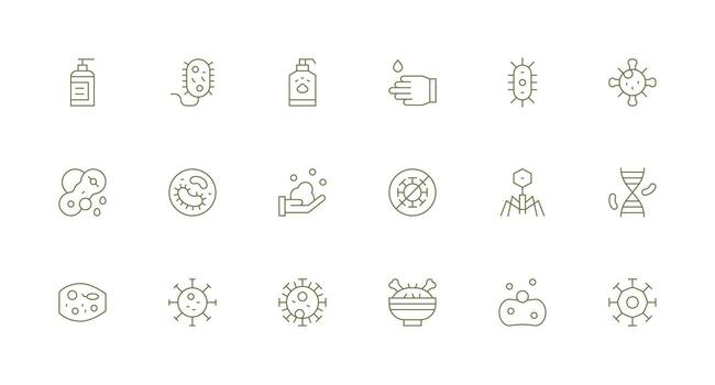 Minimal Line Icons from Bacteria Set with 18 Vectors Basic Icon Series