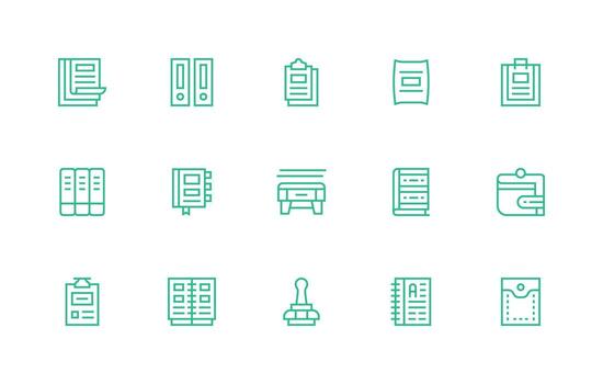 aglutinante icono conjunto con 15 regular línea gráficos lleno icono biblioteca para ui diseñadores vector