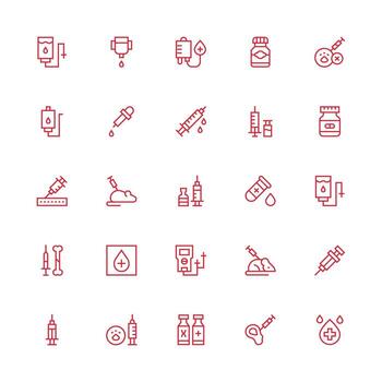 Medium Stroke Outline Icons from Injection Set with 25 Vectors Light Icon Series