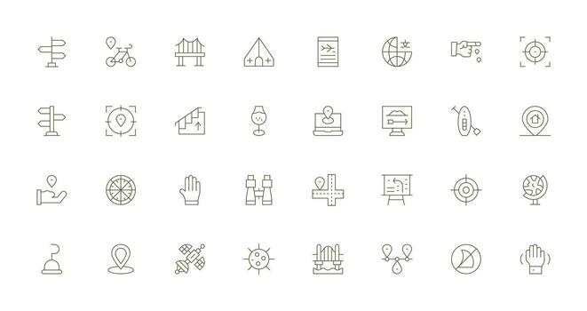 Navigation Icon Set with 32 Thin Line Graphics Icon Pack vector