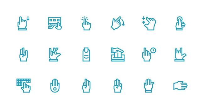 18 Touch Icons in Strong Stroke Line Aesthetic Minimal Icon Set for Interface Projects vector