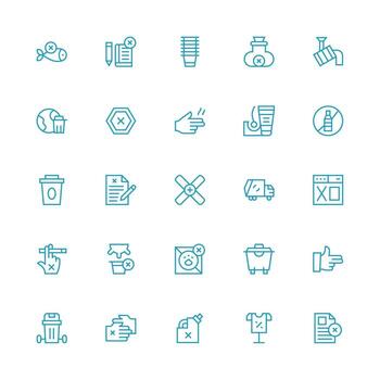 Refuse Set with 25 Medium Stroke Outline Icons Clean Icon Collection for Web Use vector