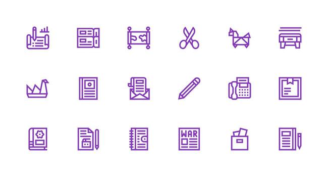 18 Icons for Paper in Strong Stroke Line Format Clean Icon Collection for Web Use vector