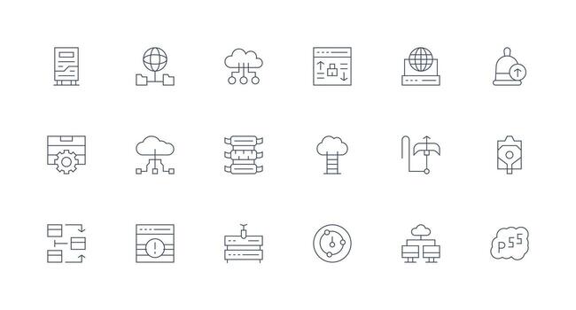 18 íconos para servidor en mínimo línea formato esencial íconos para rápido ui edificio vector