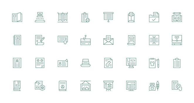 32 Thin Line Icons for Document Graphics Organized Icon Pack for Quick Access vector