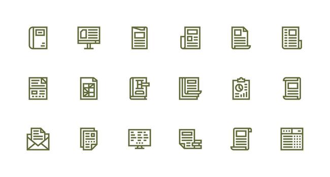 Strong Stroke Line Style Excel Icons with 18 Vectors Well-Structured Icons for Creative Use