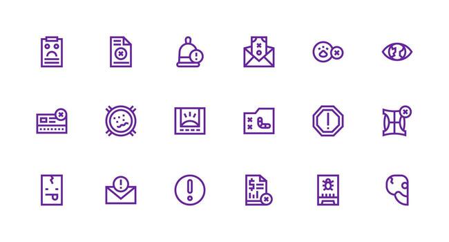 error mensaje diseño íconos presentando 18 en fuerte carrera línea estilo universal icono paquete vector