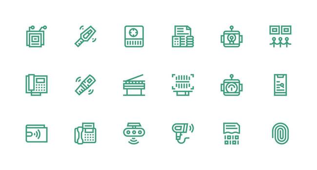 Scanning Icon Set with 18 Strong Stroke Line Graphics Compact Icon Set vector