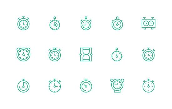 15 Elapsed Time Icons in Regular Line Aesthetic Icon Set for Web vector