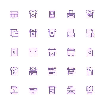 Print Set with 25 Medium Stroke Outline Icons Dashboard Icon Series vector