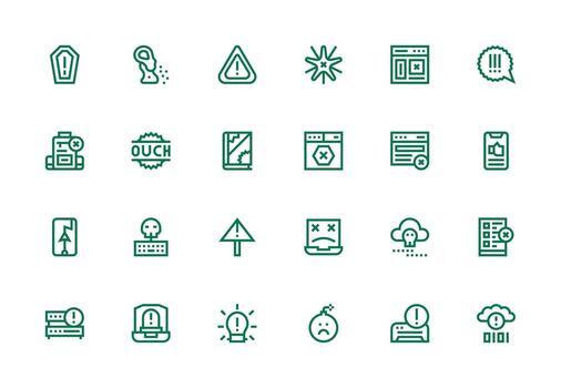 24 grueso línea línea estilo íconos desde error colección moderno icono conjunto vector