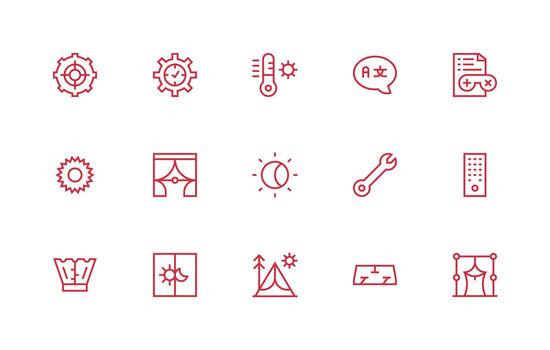 Setting Icon Set with 15 Regular Line Graphics Functional Icon Series vector