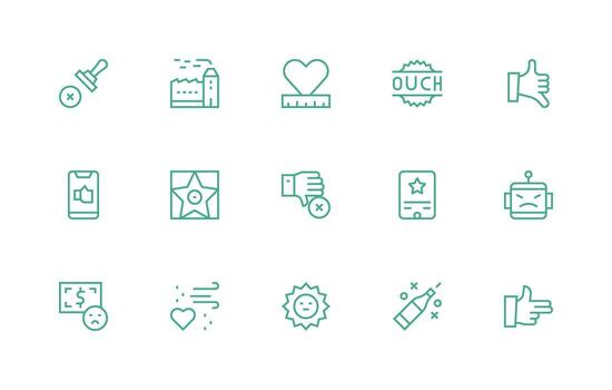 Regular Line Icons from Bad Set with 15 Vectors UI-Ready Icon Collection