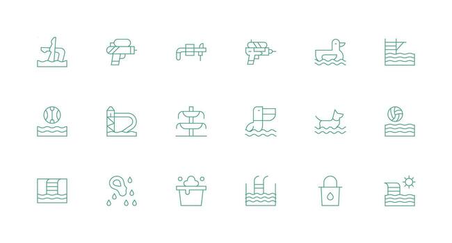 Splash Icon Set with 18 Minimal Line Graphics Organized Icon Pack for Quick Access vector