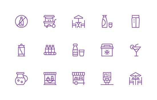 Drinks including 15 Regular Line Illustrations Multi-Purpose Icon Set vector