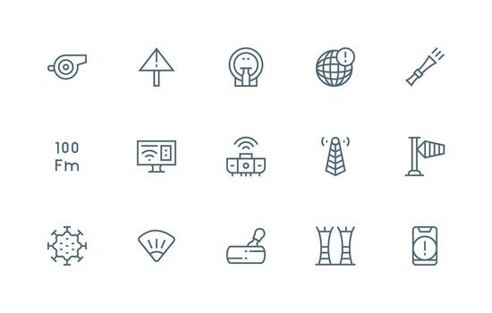 15 Regular Line Icons for Signal Graphics Editable Icon Collection vector