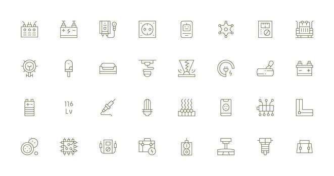 32 Icons for Electrical in Thin Line Format Smart Icon Collection vector