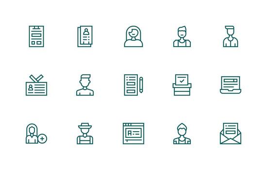 Registration Design Icons featuring 15 in Regular Line Style Neutral Style Icons for Any Project vector