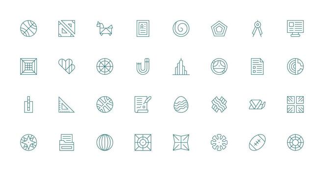 Thin Line Style Lines Icons with 32 Vectors Clean Icon Collection for Web Use