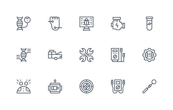 15 Icons for Diagnostics in Regular Line Format Scalable Icon Pack vector
