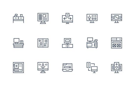 15 Regular Line Style Icons from Desktop Collection Digital Product Icons for Fast Delivery vector