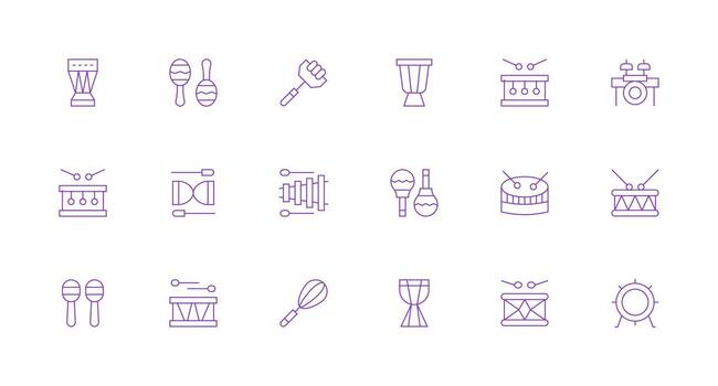 Beat Design Icons featuring 18 in Minimal Line Style Layout Icon Collection vector