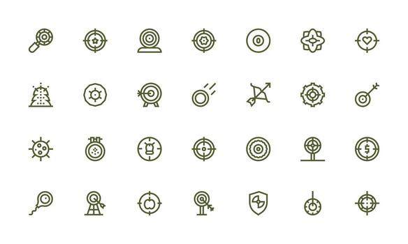 Aim Icon Collection with 28 Bold Line Designs Complete Icon Bundle for Web Design vector