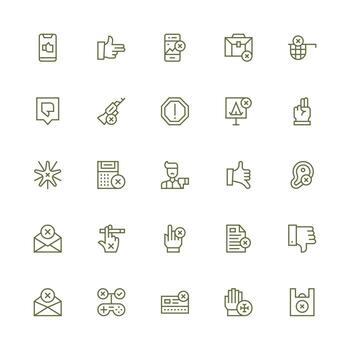 Reject Visual Pack containing 25 Medium Stroke Outline Icons Quick Access Icons for UI Development vector