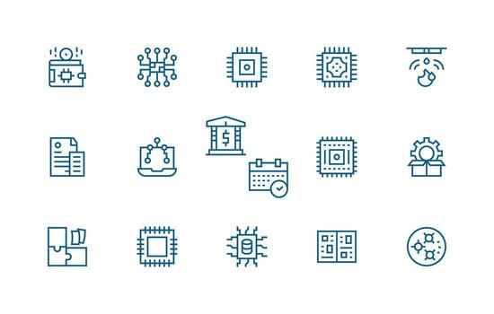 15 Regular Line Style Icons from Integrated Collection Interface Icon Collection for Daily Projects vector
