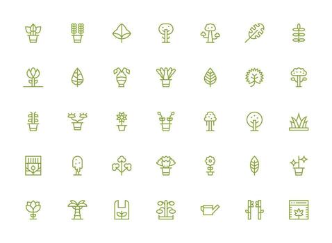 Foliage Design Icons featuring 35 in Regular Clean Line Style Neatly Designed Icons for Web Platforms vector