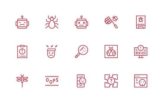 15 error íconos en regular línea estético ligero icono serie para rápido prototipos vector