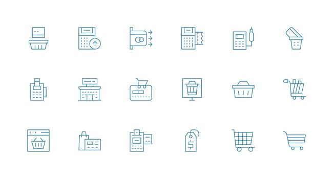 Checkout Visual Pack containing 18 Minimal Line Icons Interface Icon Collection vector