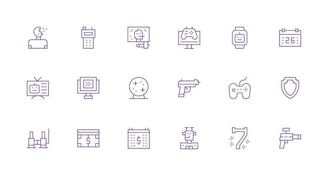 18 Icons for Pixelated in Minimal Line Format Icon Set for Projects vector